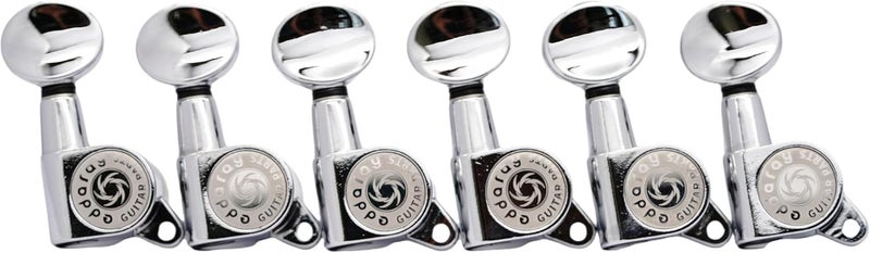 Eddaray Store 6 Inline Vintage Guitar Machine Heads - 1:15 Gear Ratio Sealed Tuning Key Pegs Tuners with Oval Shaped Button Replacement(E-1006, Chrome) - Image 1